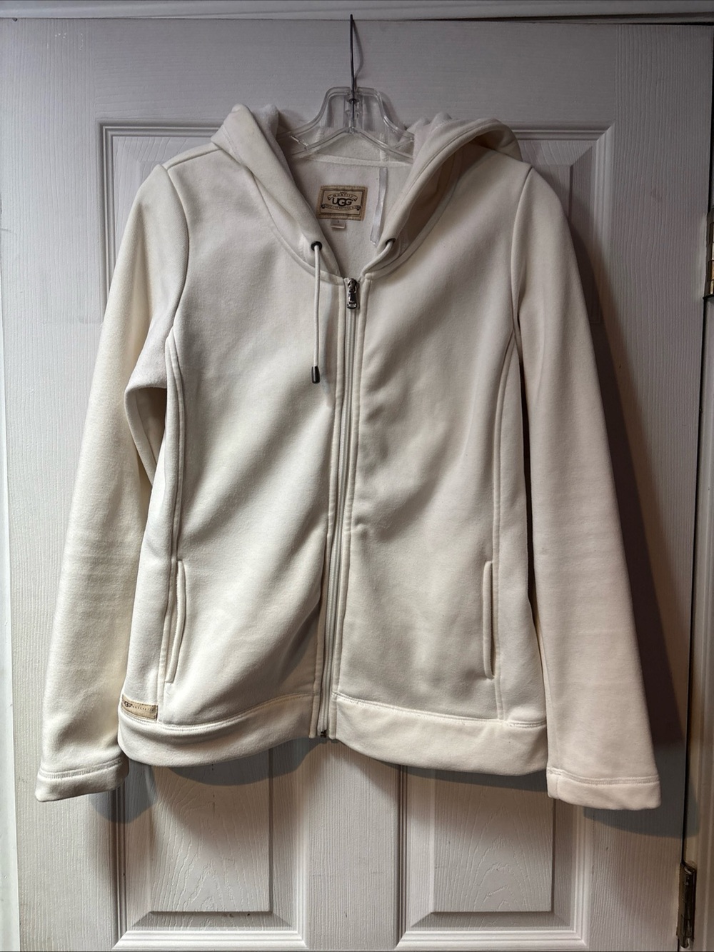 UGG Women's Cream Hoodie Jacket Coat Thick Zip-Up Soft Lining small